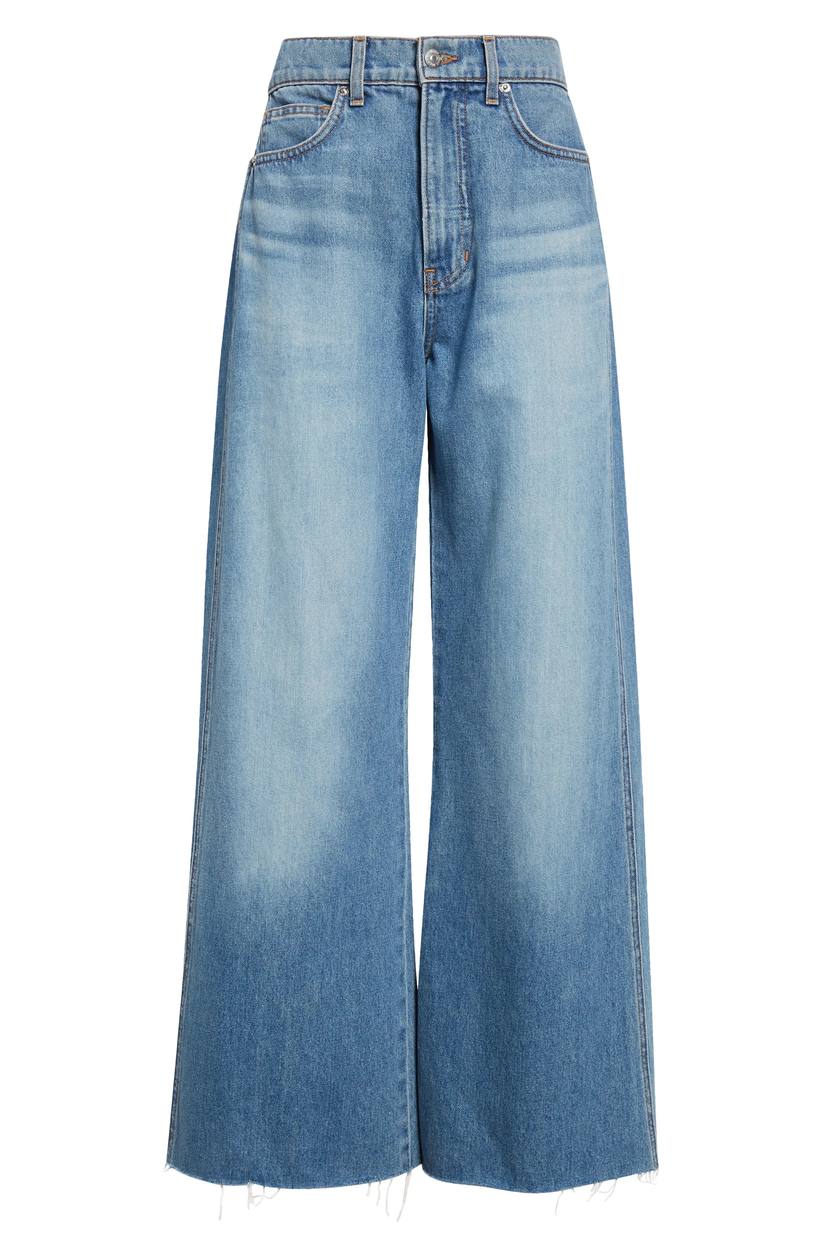 Taylor Raw Hem High Waist Crop Wide Leg Jeans - 6