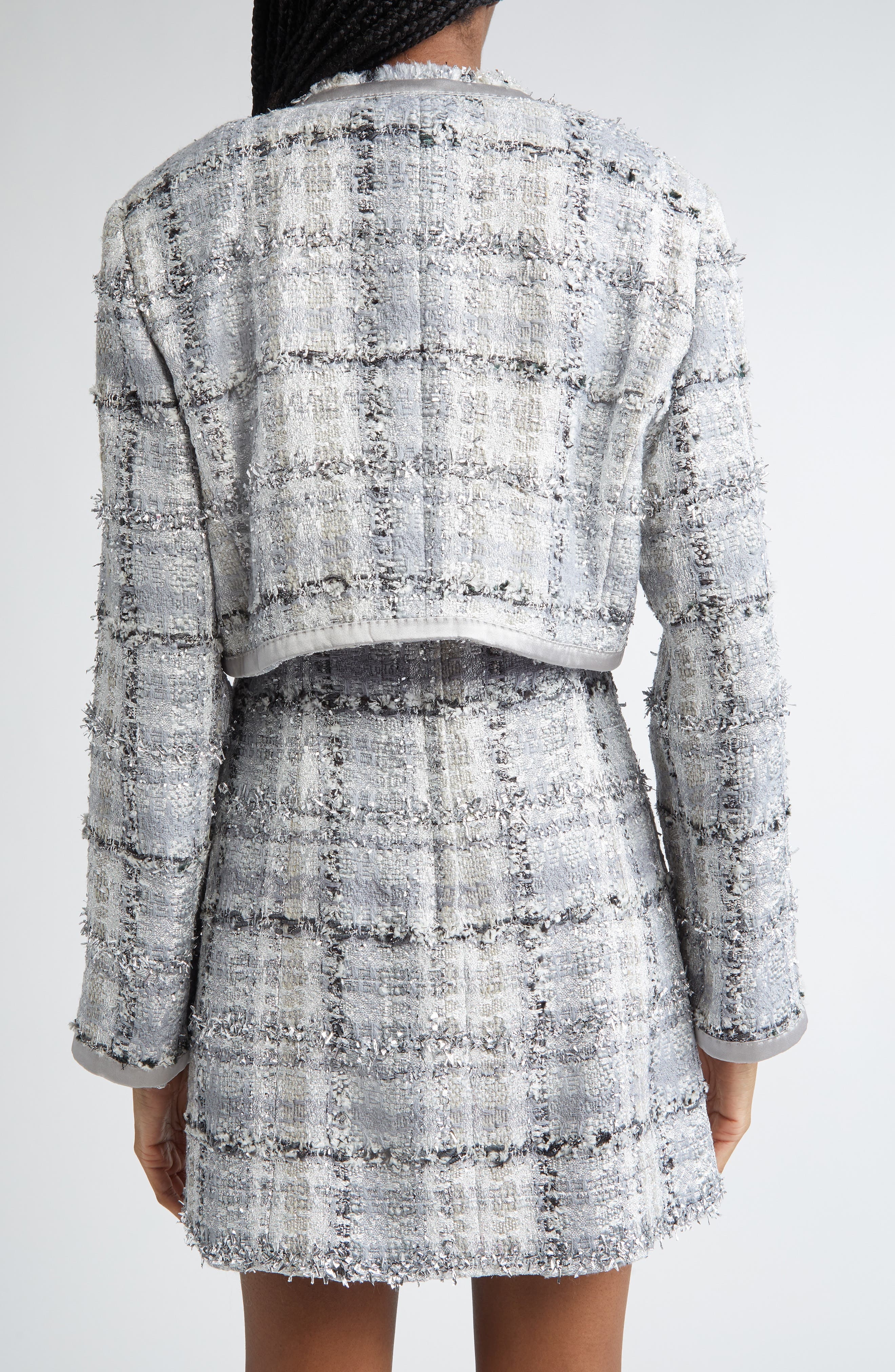 Dolce&Gabbana Check Raschel Tweed Crop Jacket in S8100 Quadri-Check-Tartan at Nordstrom - 3