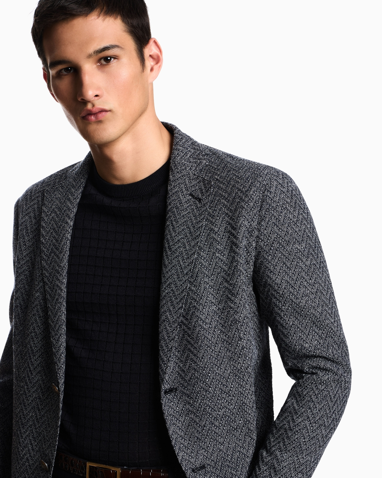 ICON SINGLE-BREASTED JACKET IN CHEVRON-MOTIF WOOL - 5