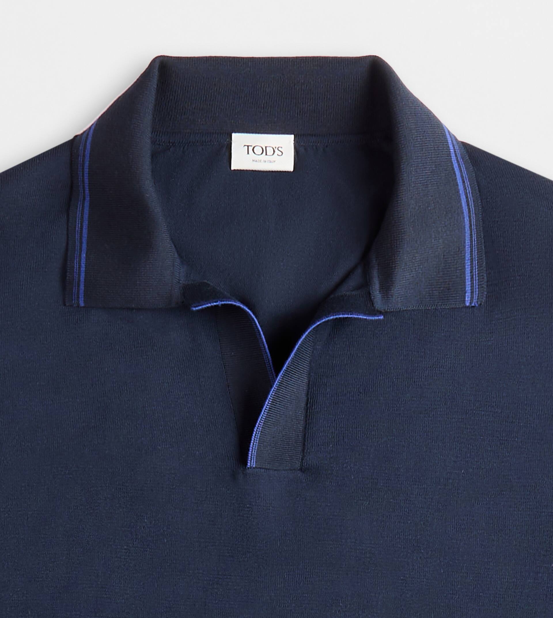 POLO SHIRT IN COTTON KNIT - BLUE - 3