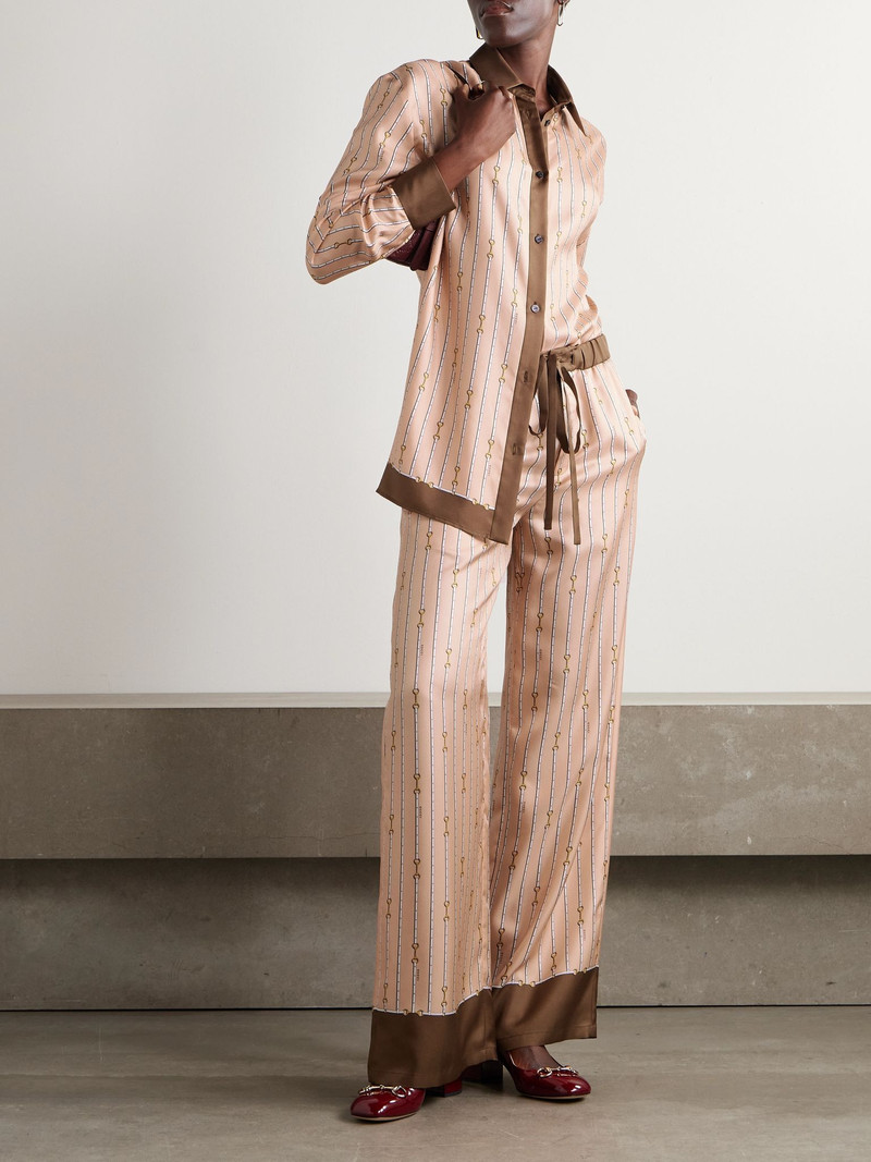 GUCCI Striped silk-twill shirt Pink outlook