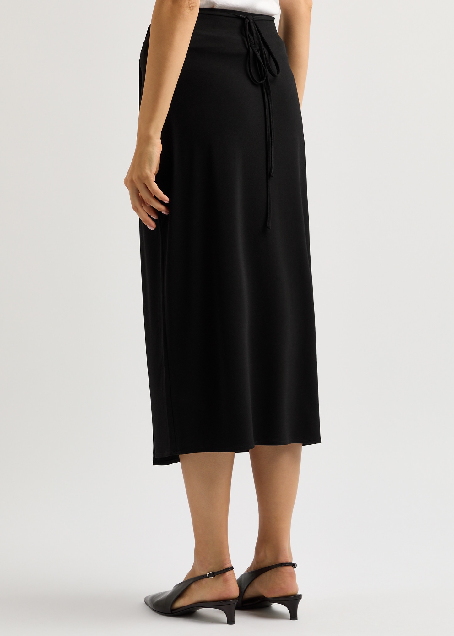 Wrap-effect stretch-jersey midi skirt - 3