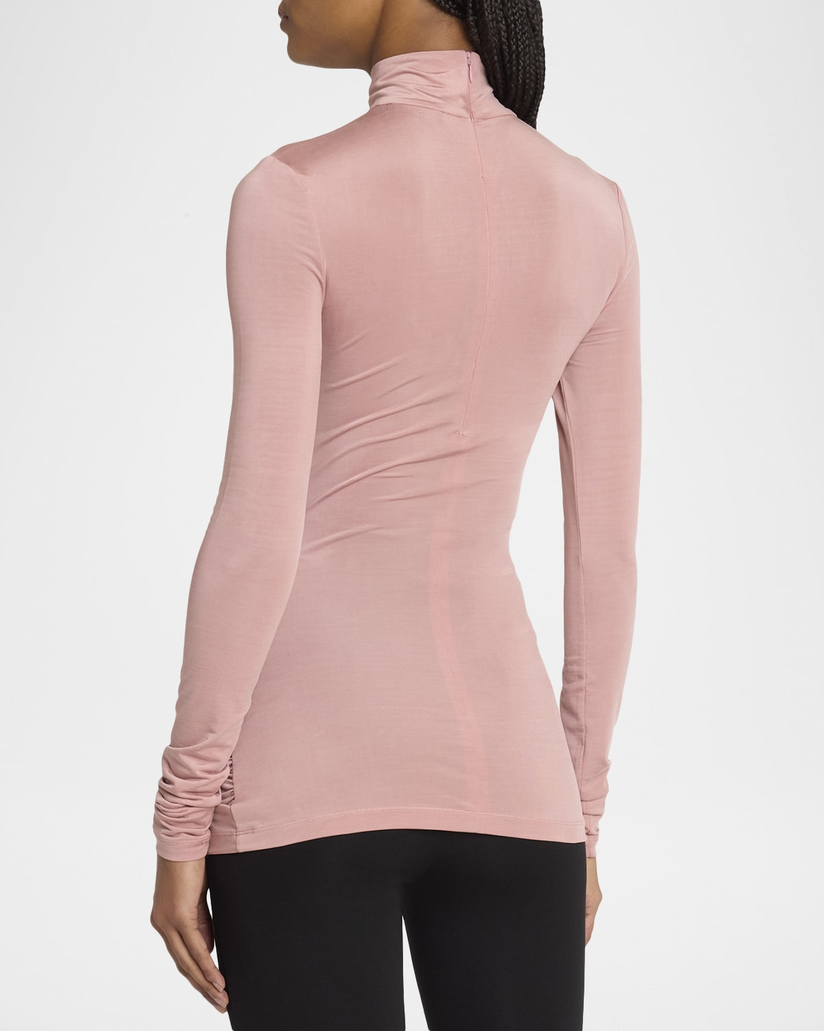 Gathered Long-Sleeve Turtleneck Top - 3