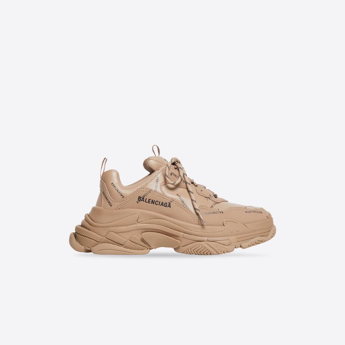 Men's Triple S Sneaker Allover Logo in Beige - 1