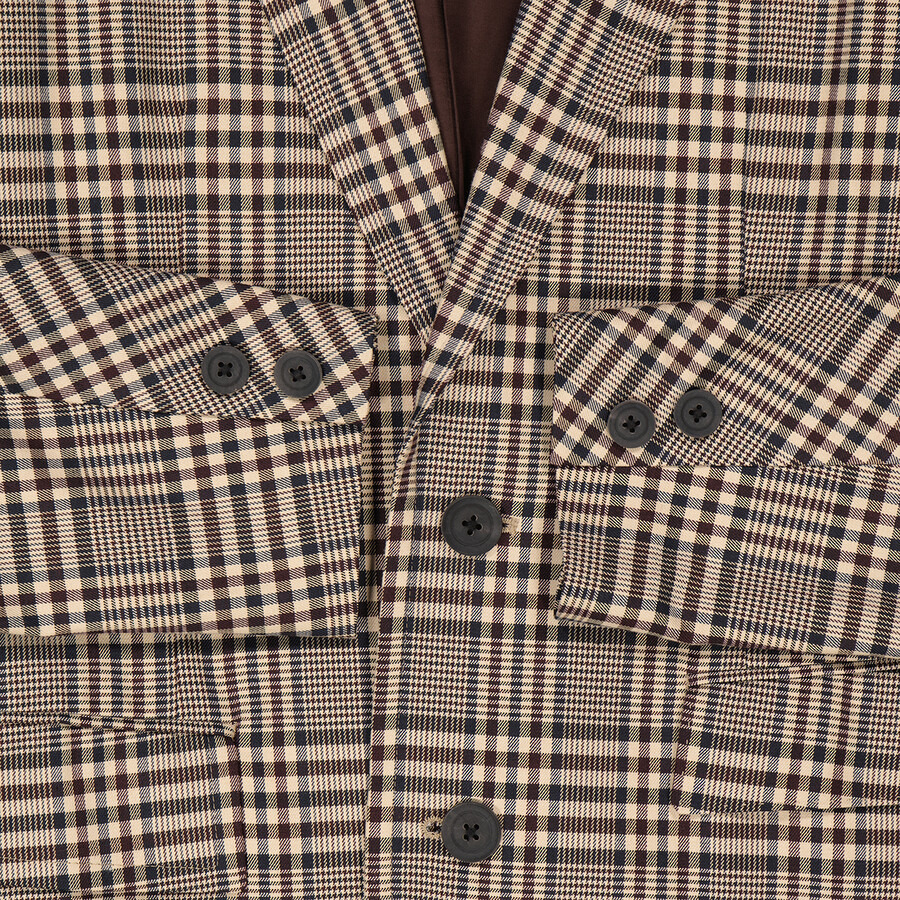 Kolor Men's Beige Gun Club Plaid Single Breasted Blazer - 2