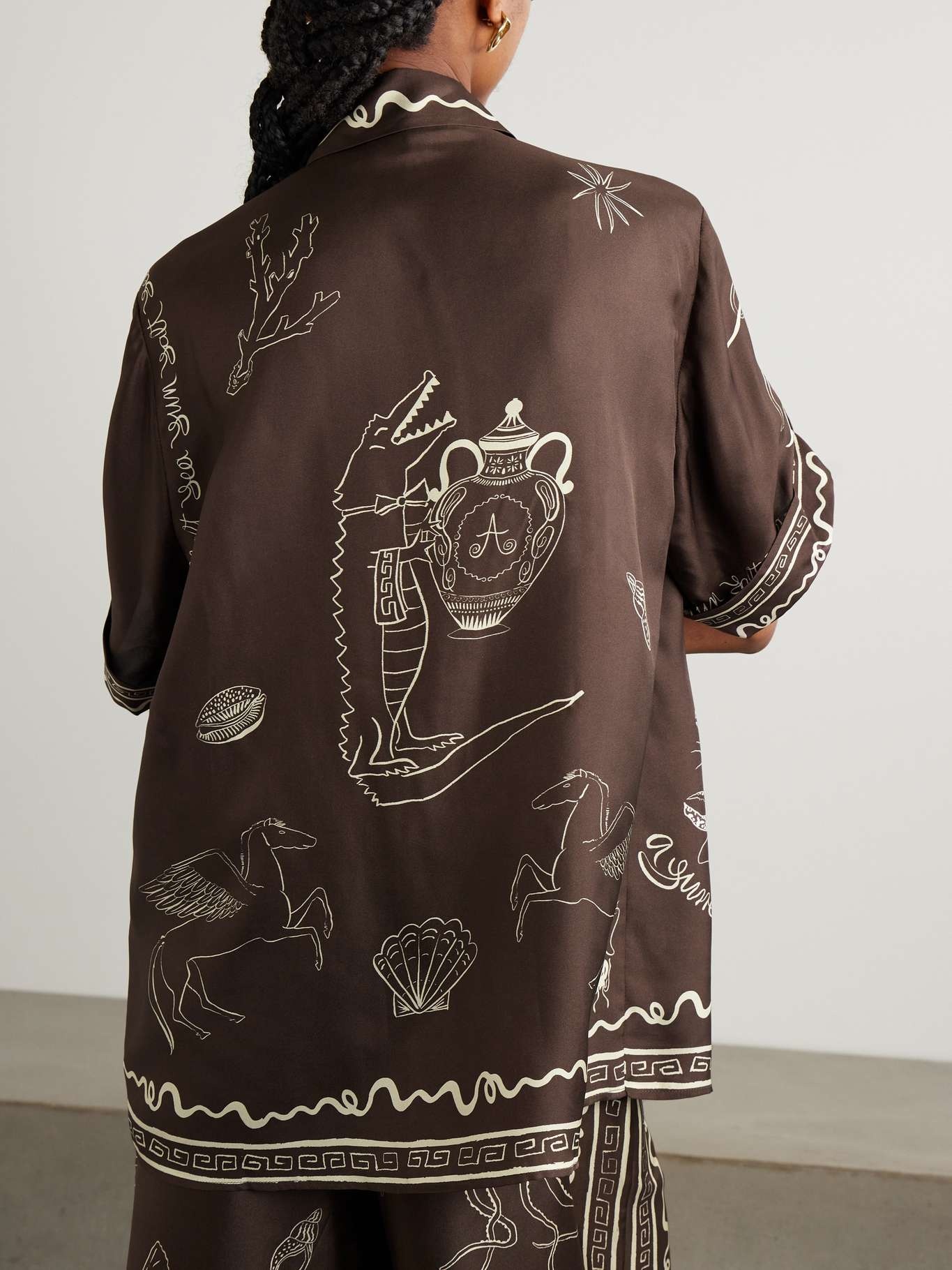 + Sam Pauletto Sammy printed silk-twill shirt Brown - 3