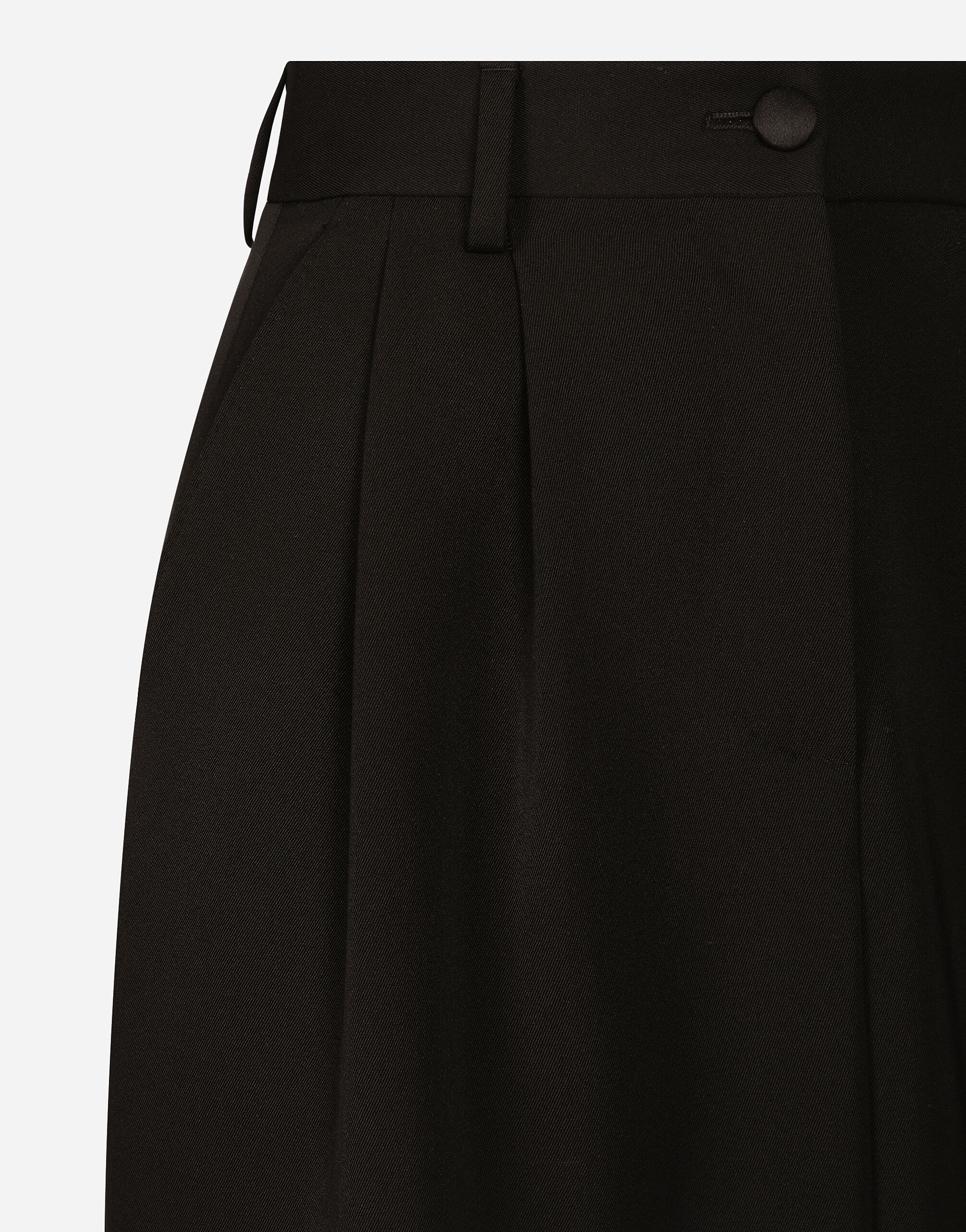 Wool gabardine calf-length tuxedo pencil skirt - 7