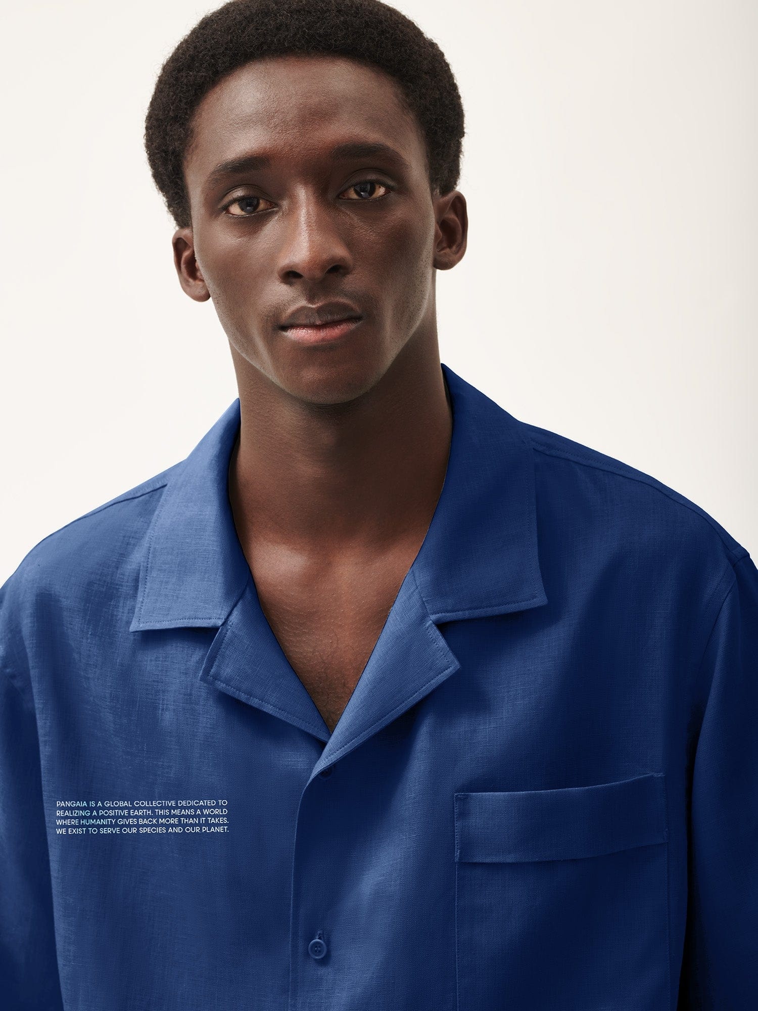 Mens DNA Linen Camp Collar Shirt - Lapis Blue - 4