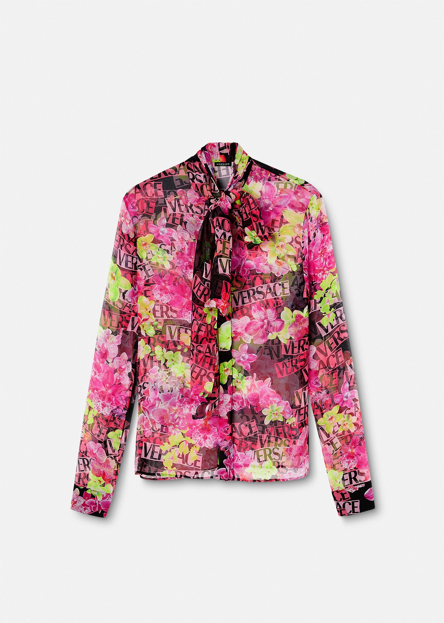 Logo Orchid Silk Shirt - 1