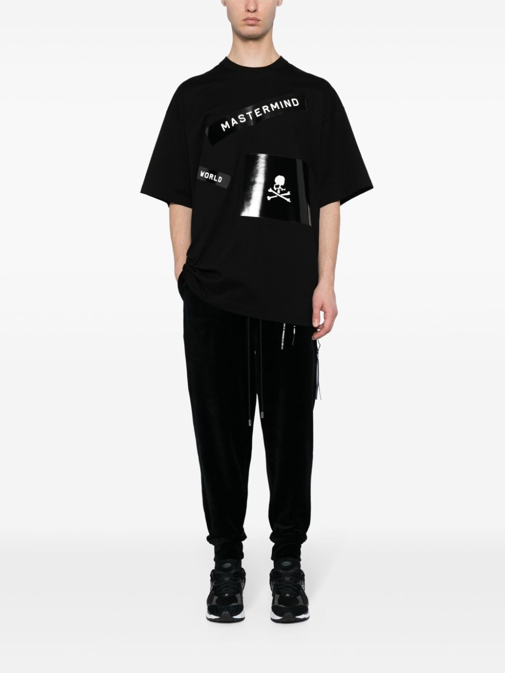 logo-jacquard tapered track pants - 2