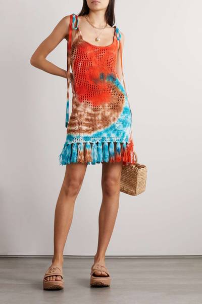 Alanui California Dreaming Net tasseled tie-dyed wool mini dress outlook