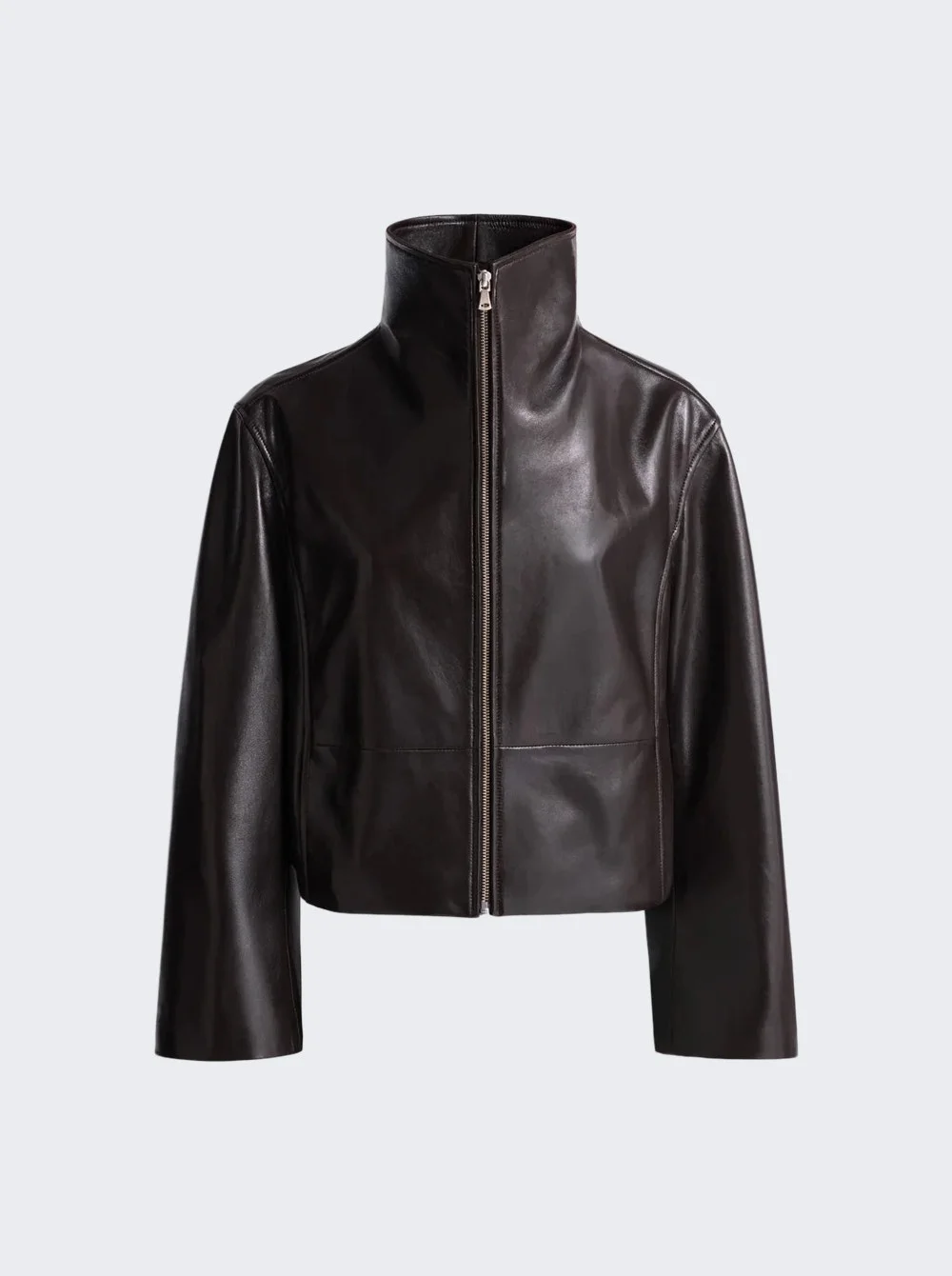 Etienne Cropped Leather Jacket Dark Brown - 1