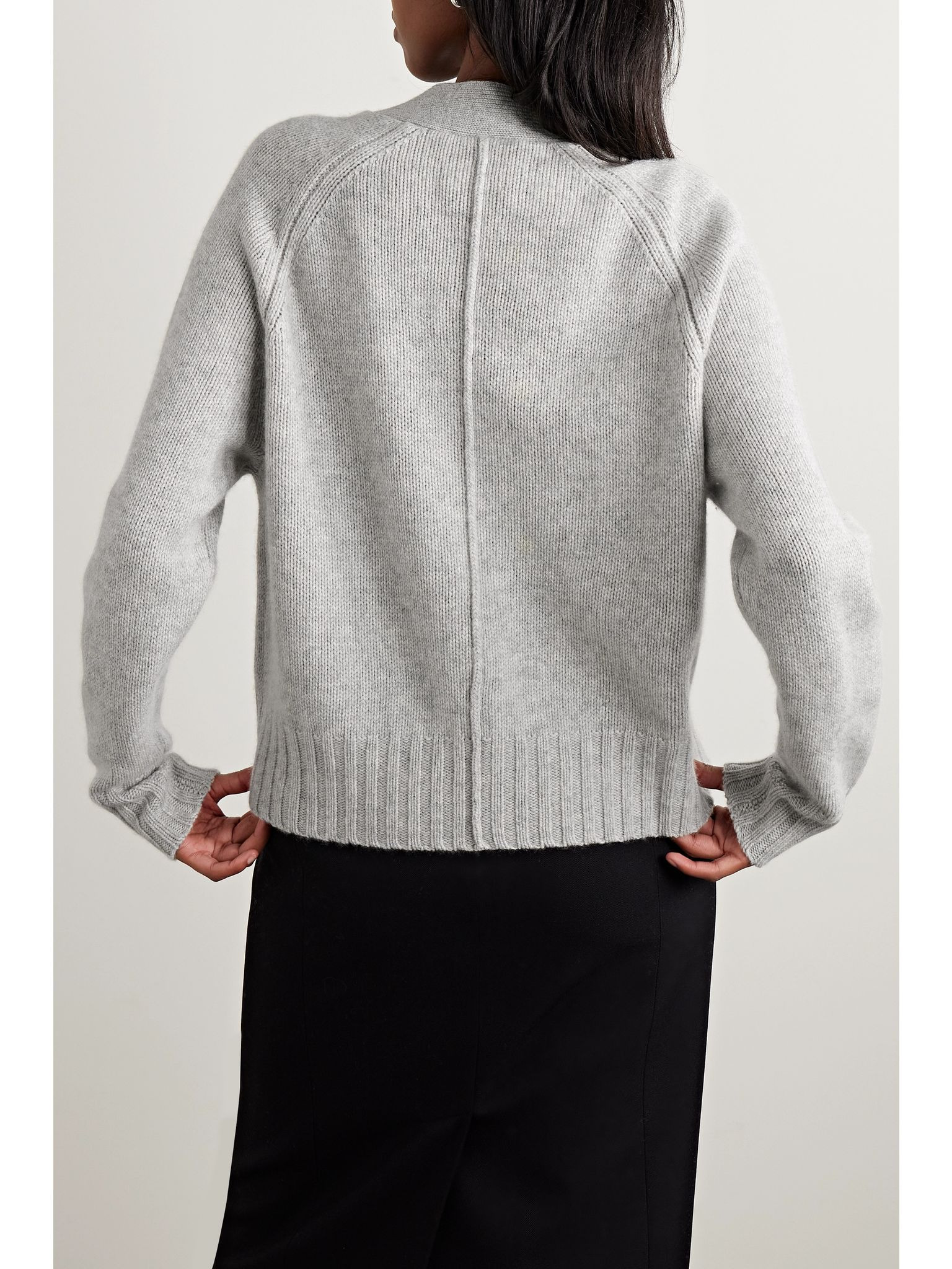 + NET SUSTAIN Wool and cashmere-blend cardigan Light gray - 4