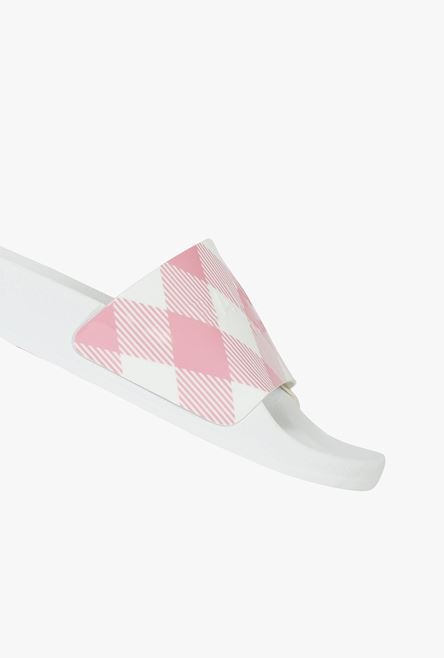 Leather Calypso sandals with a pink and white gingham print - 5