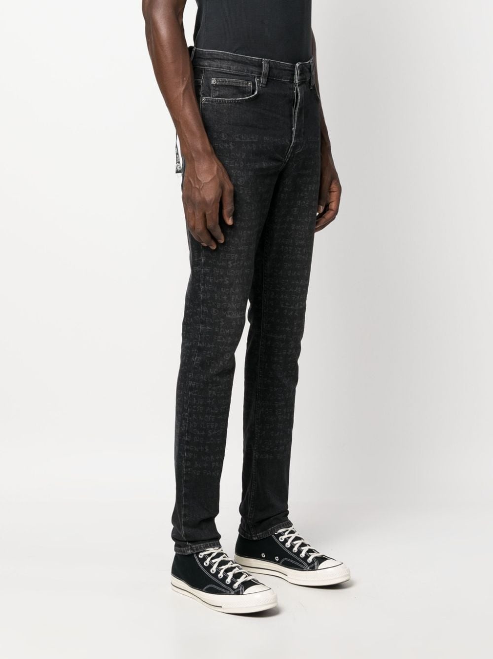 text-print mid-rise tapered jeans - 3