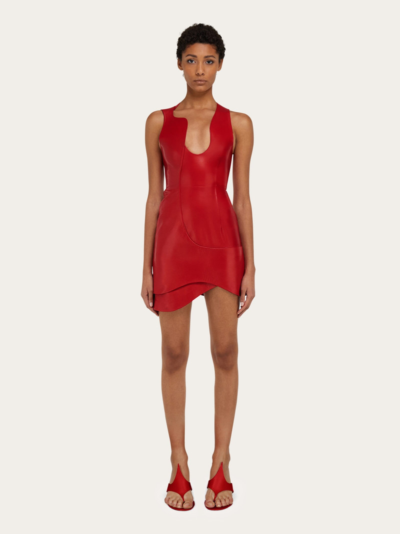 FERRAGAMO Leather mini dress outlook