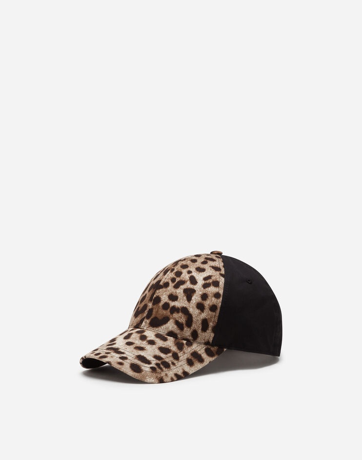 Stretch cotton baseball cap with leopard print - 1