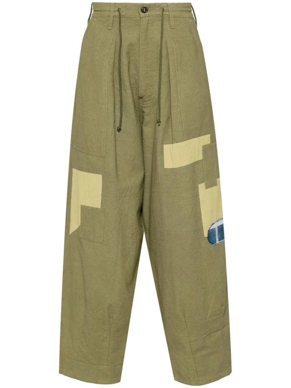 panelled organic cotton trousers - 1