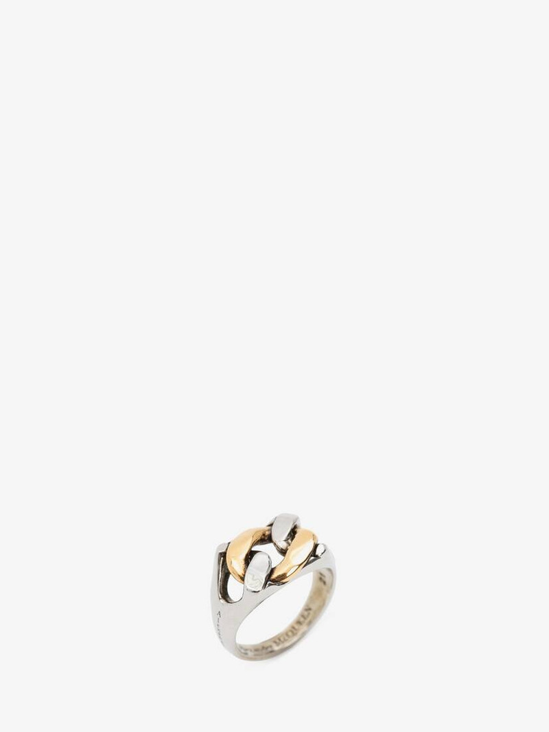 Alexander McQueen Chain Ring in Silver/gold outlook