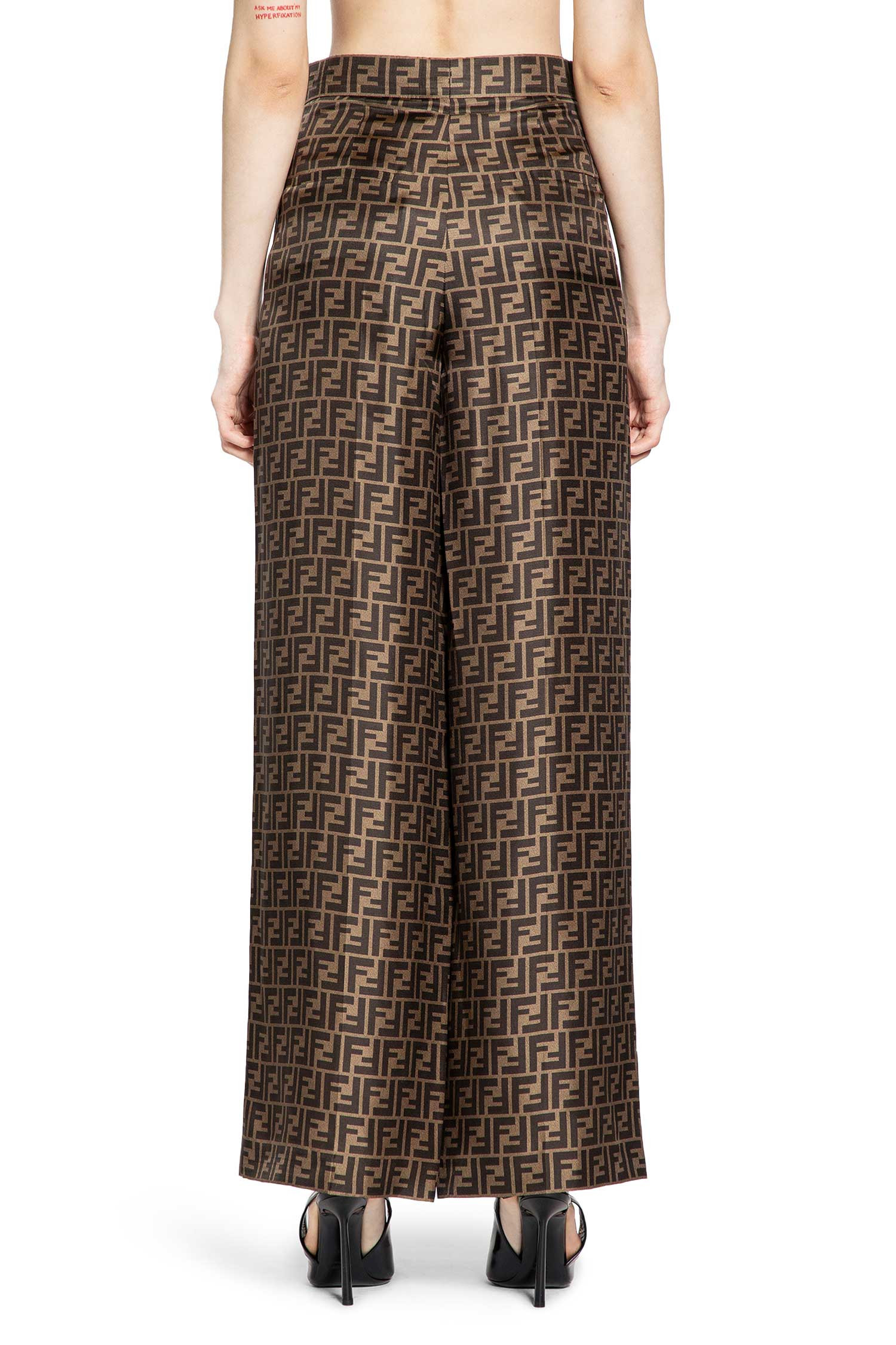 Ff Silk Twill Wide Leg Pants - 3