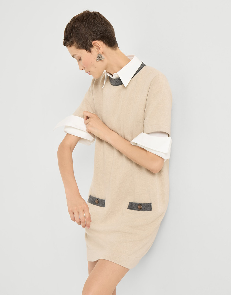 Virgin wool, cashmere and silk knit dress with monili 4