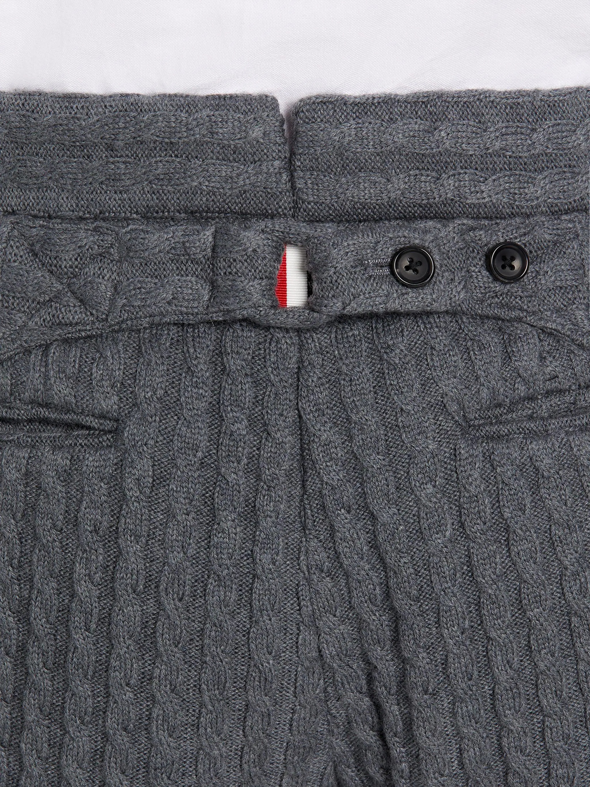Medium Grey Baby Cable Merino 4-stripe Classic Backstrap Short - 6