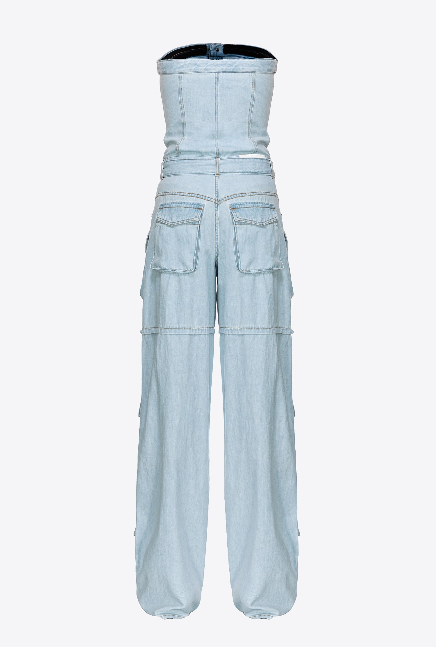 BABY BLUE DENIM BUSTIER JUMPSUIT - 6