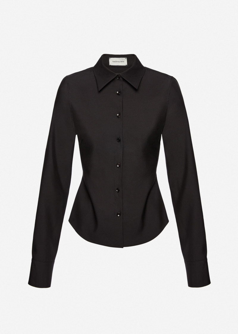 Tailored wool shirt in black 1