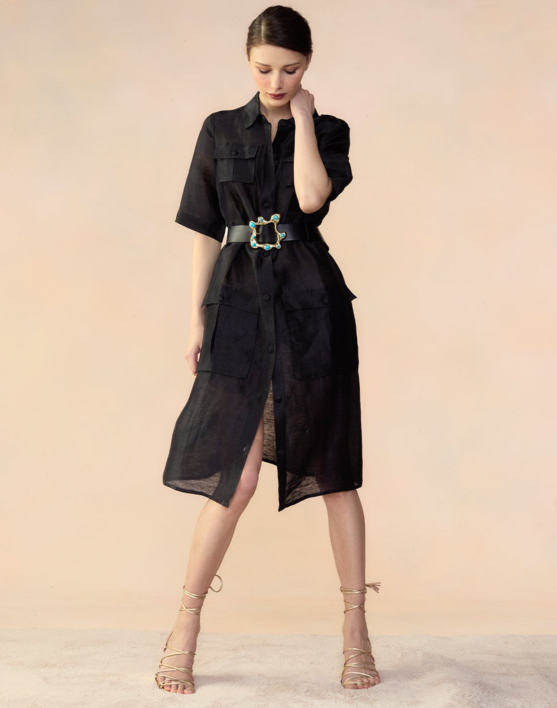 Lisbon Silk Linen Shirt Dress 6