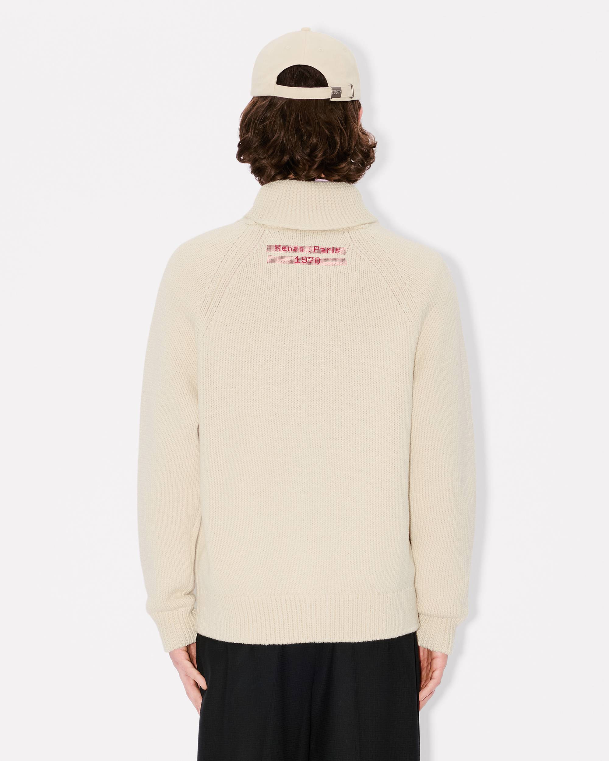 'KENZO City' embroidered zipped knitted cardigan in wool cotton - 4