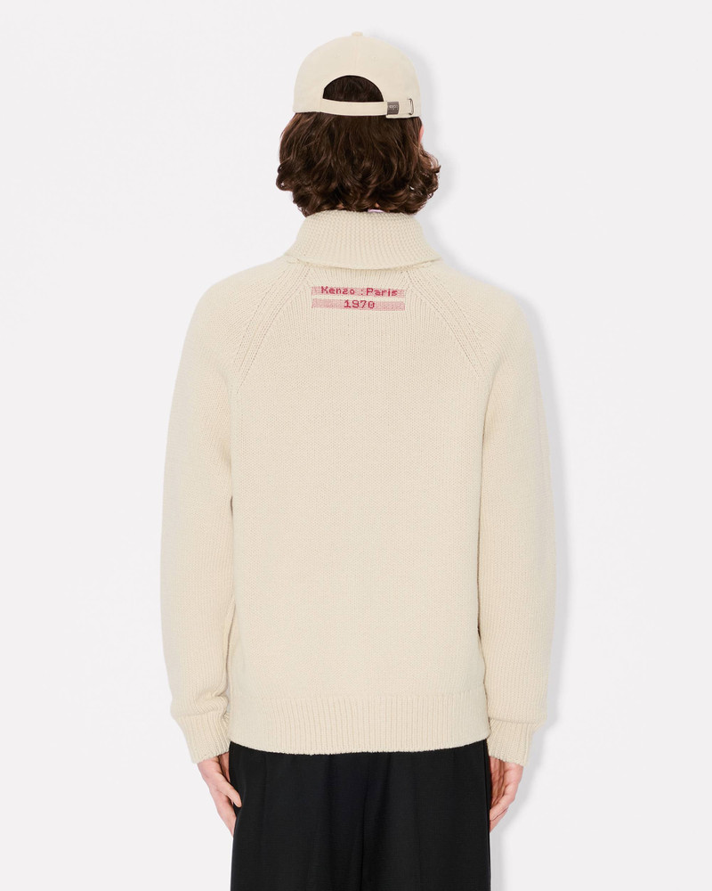 'KENZO City' embroidered zipped knitted cardigan in wool cotton 4