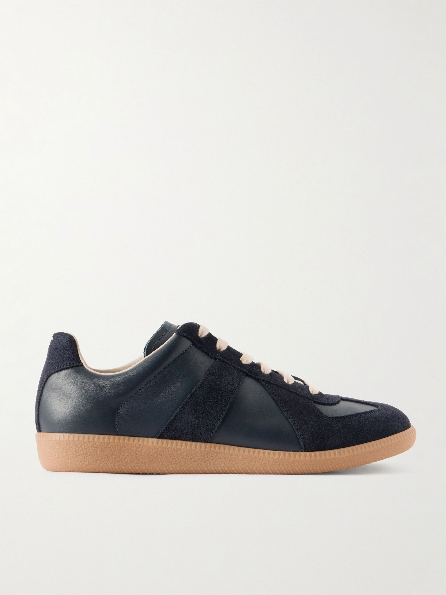 Replica Leather and Suede Sneakers Navy - 1