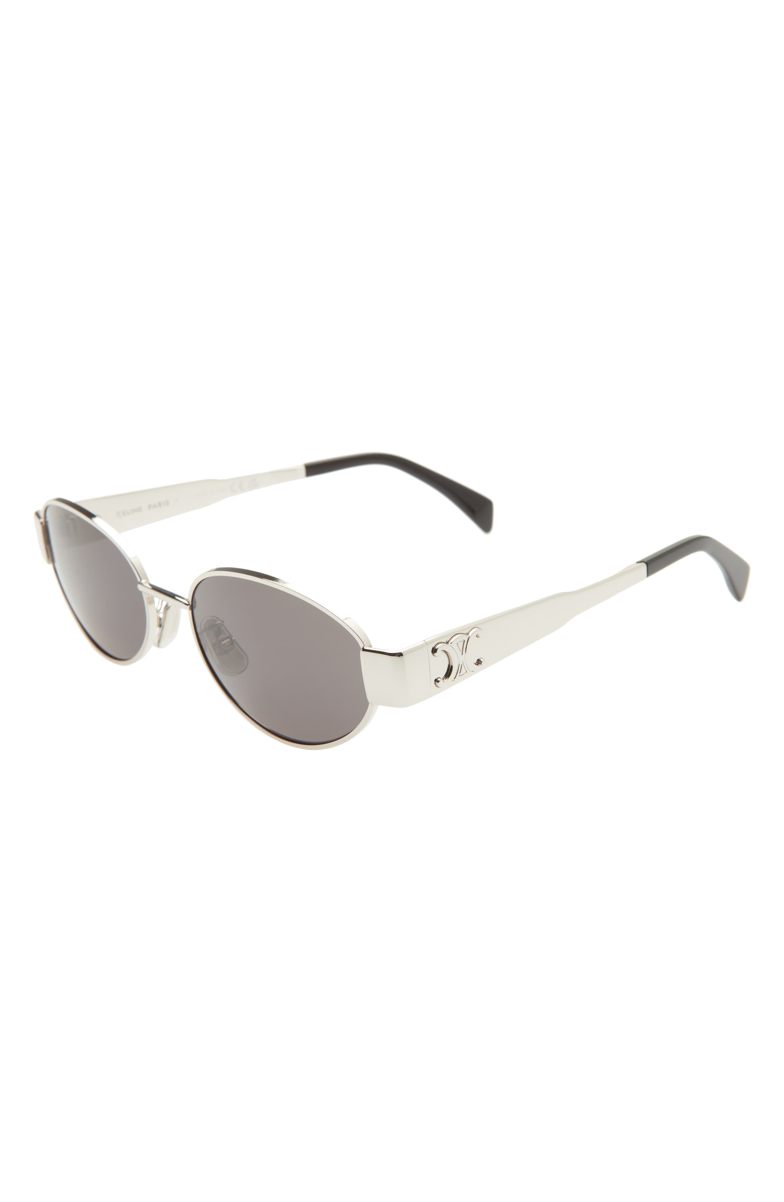 CELINE Triomphe 54mm Oval Sunglasses in Shiny Palladium /Smoke at Nordstrom - 2