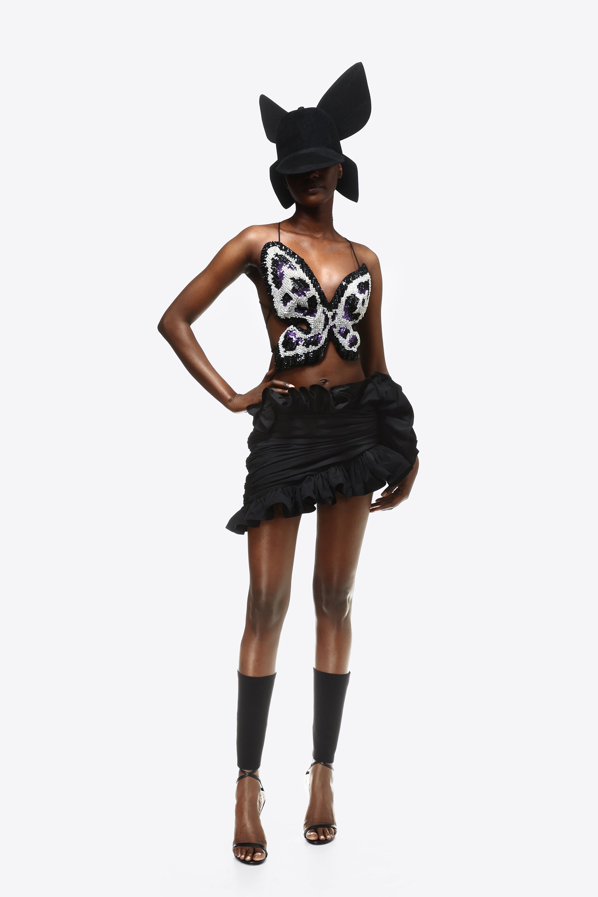 EMBROIDERED CRYSTAL PAILETTE BUTTERFLY TOP - 3