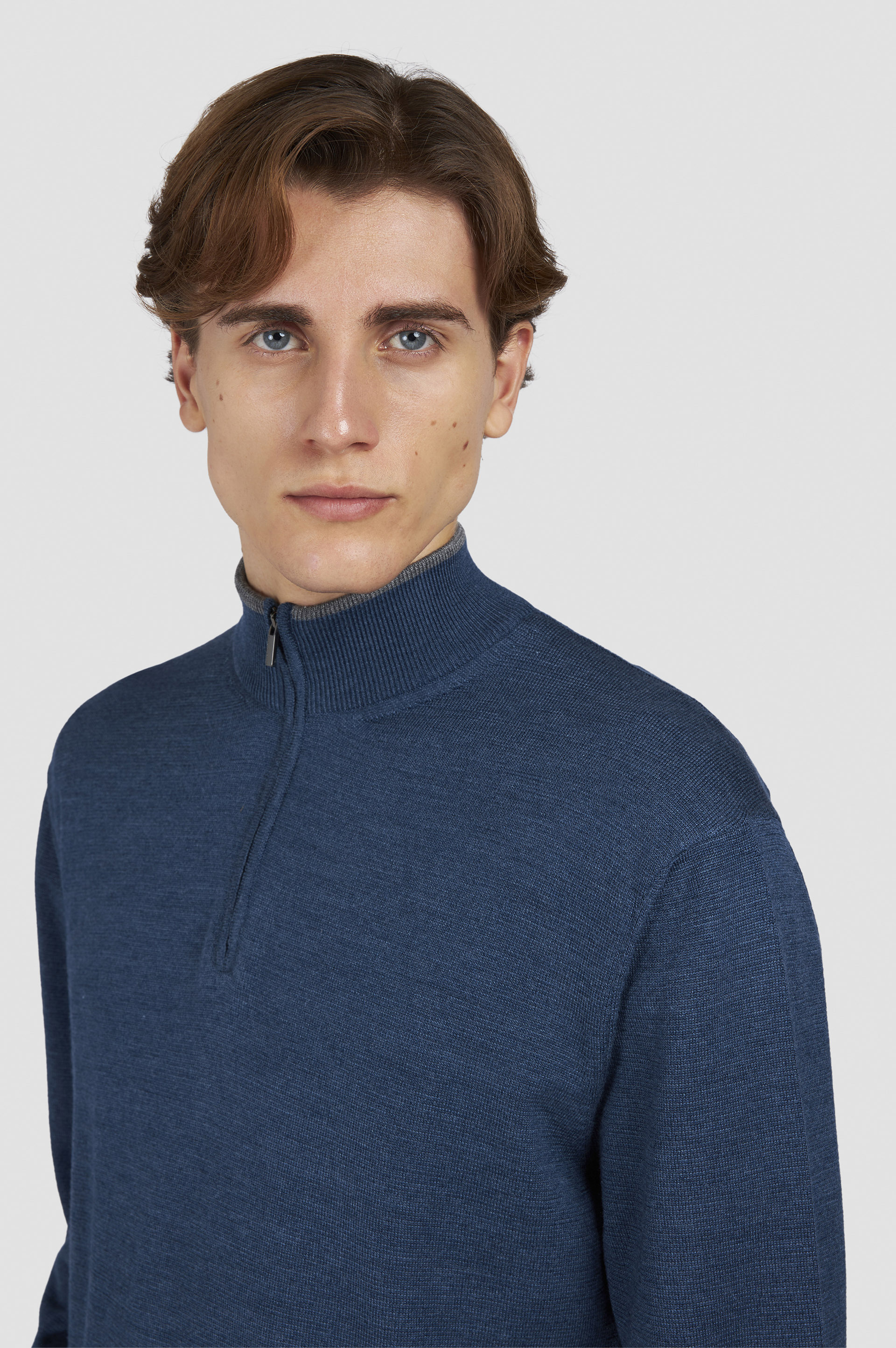WOOL SILK HALF ZIP SWEATER - 4