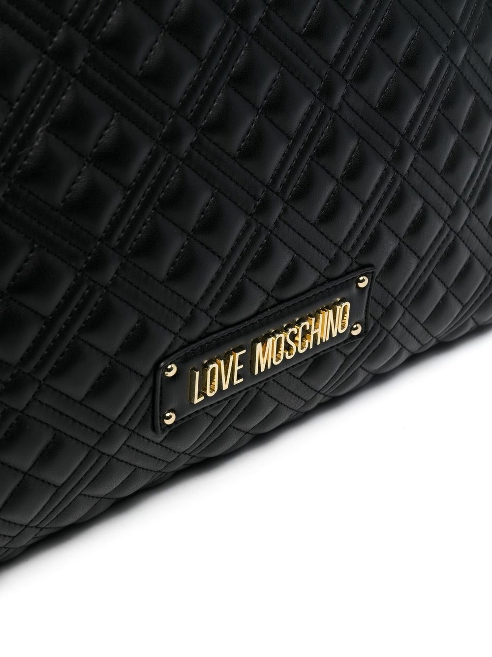 logo-plaque quilted tote bag - 4