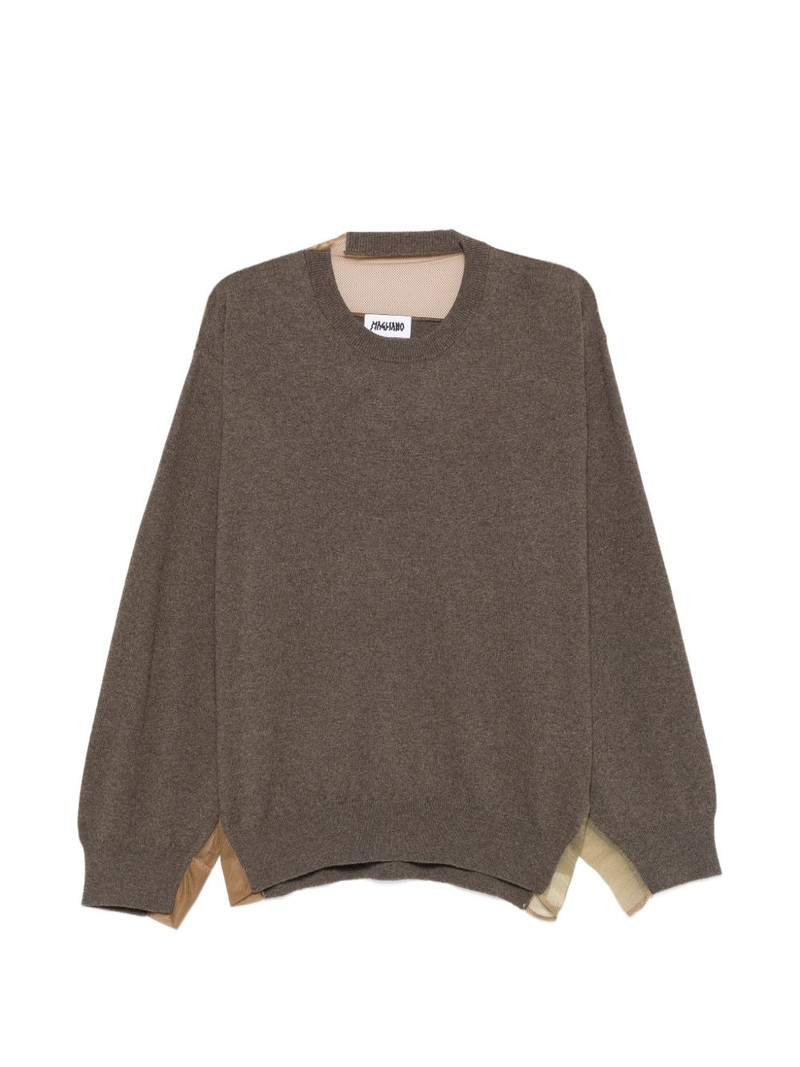 mesh-panel layered sweater 1