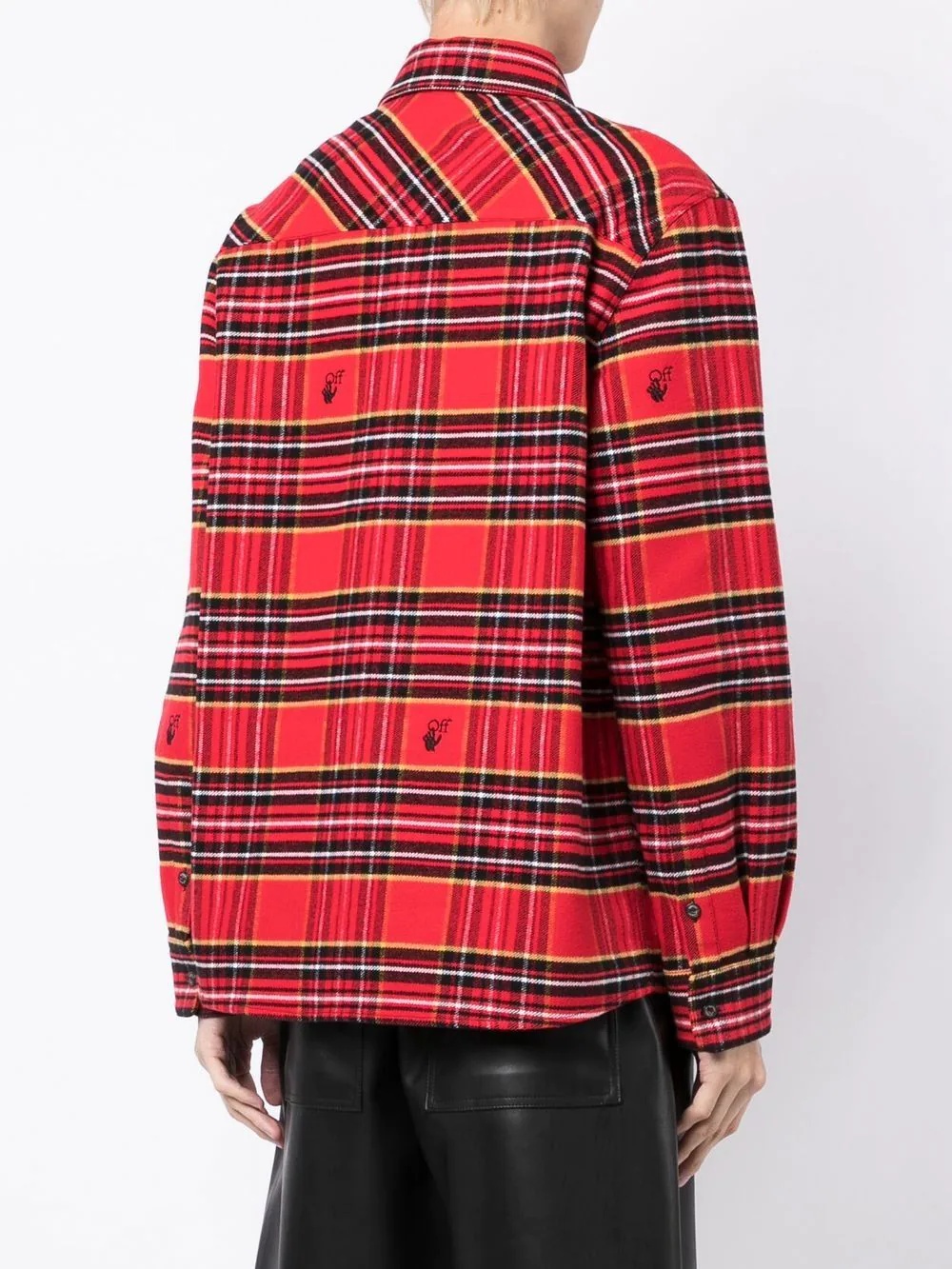 tartan-check logo-embroidered shirt - 4