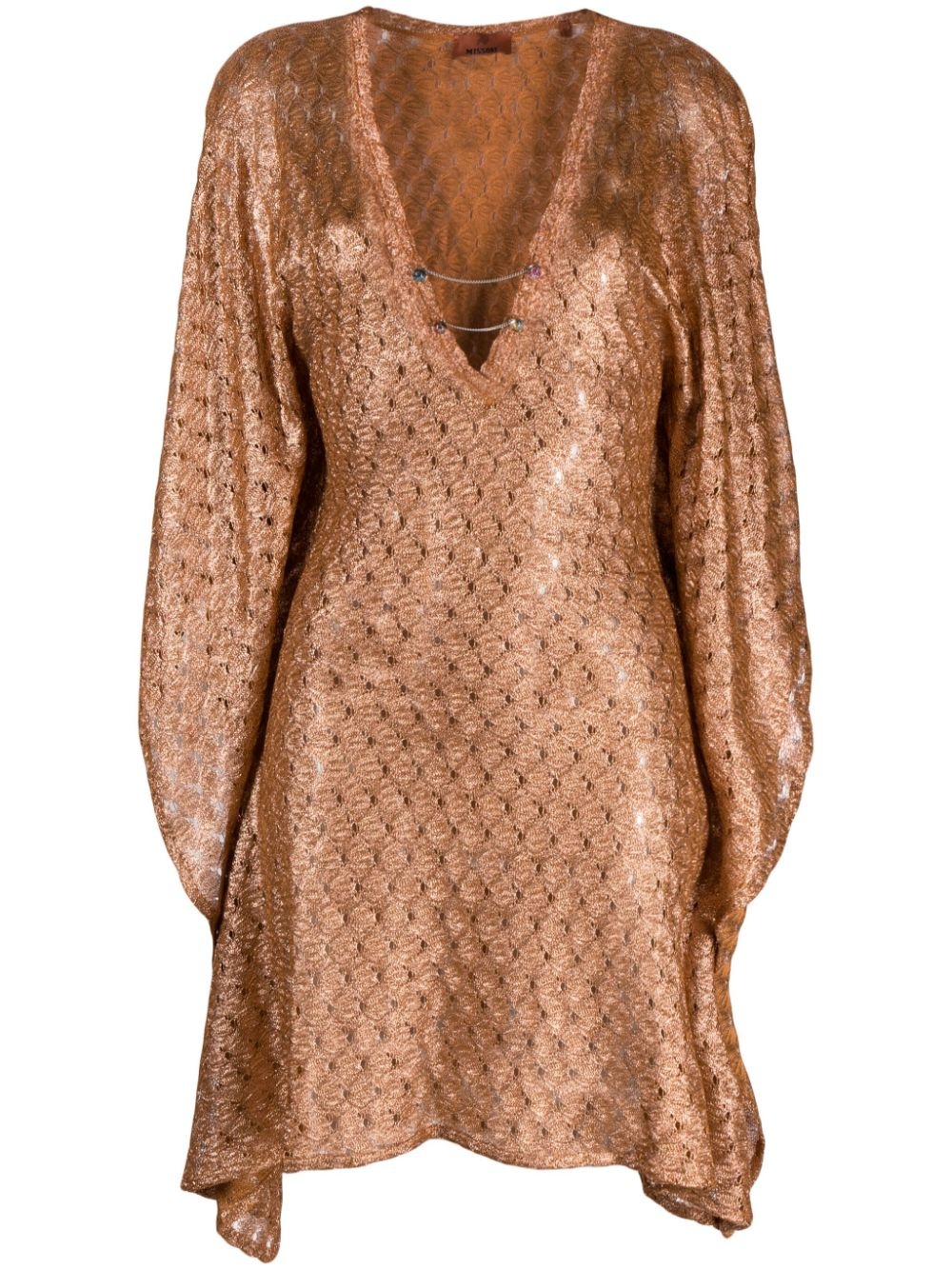 Zigzag-woven pearl-detail kaftan - 1