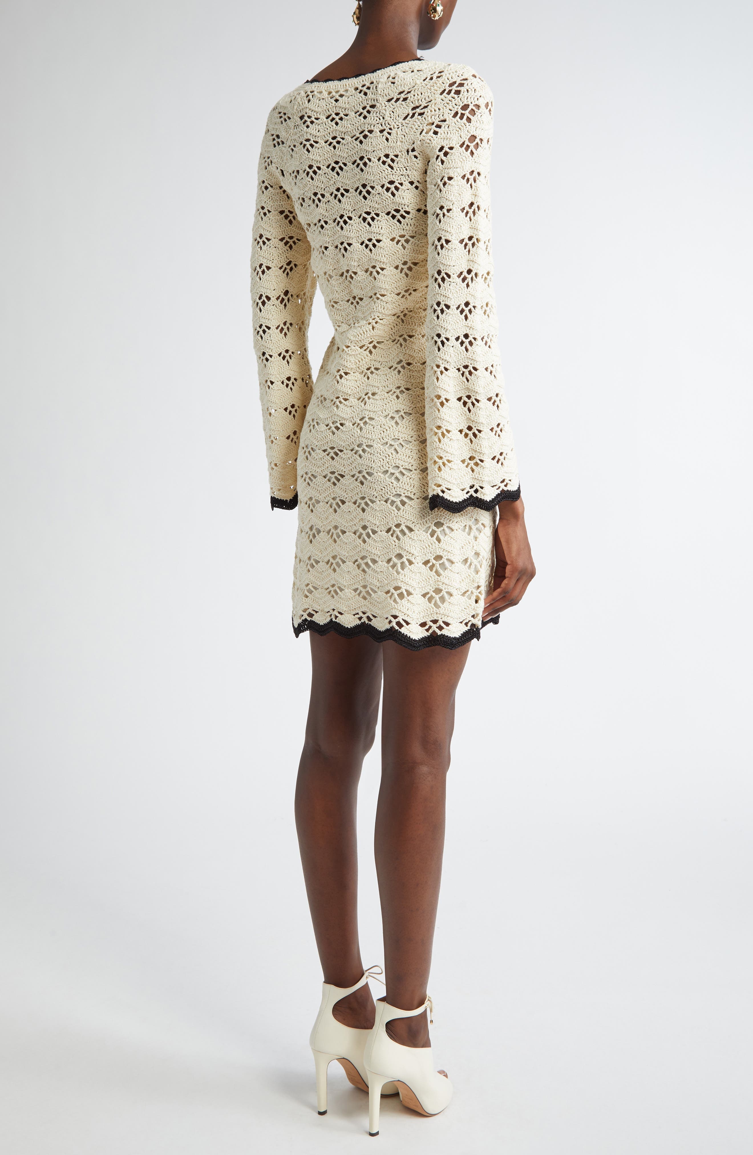 Zimmermann Rhiannon Crochet Cotton Minidress in Cream/Black at Nordstrom - 2