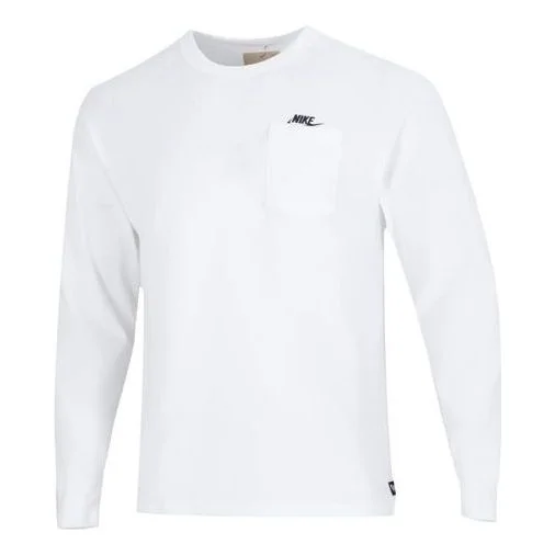 Men's Nike Solid Color Alphabet Logo Athleisure Casual Sports Round Neck Long Sleeves Autumn White T - 1