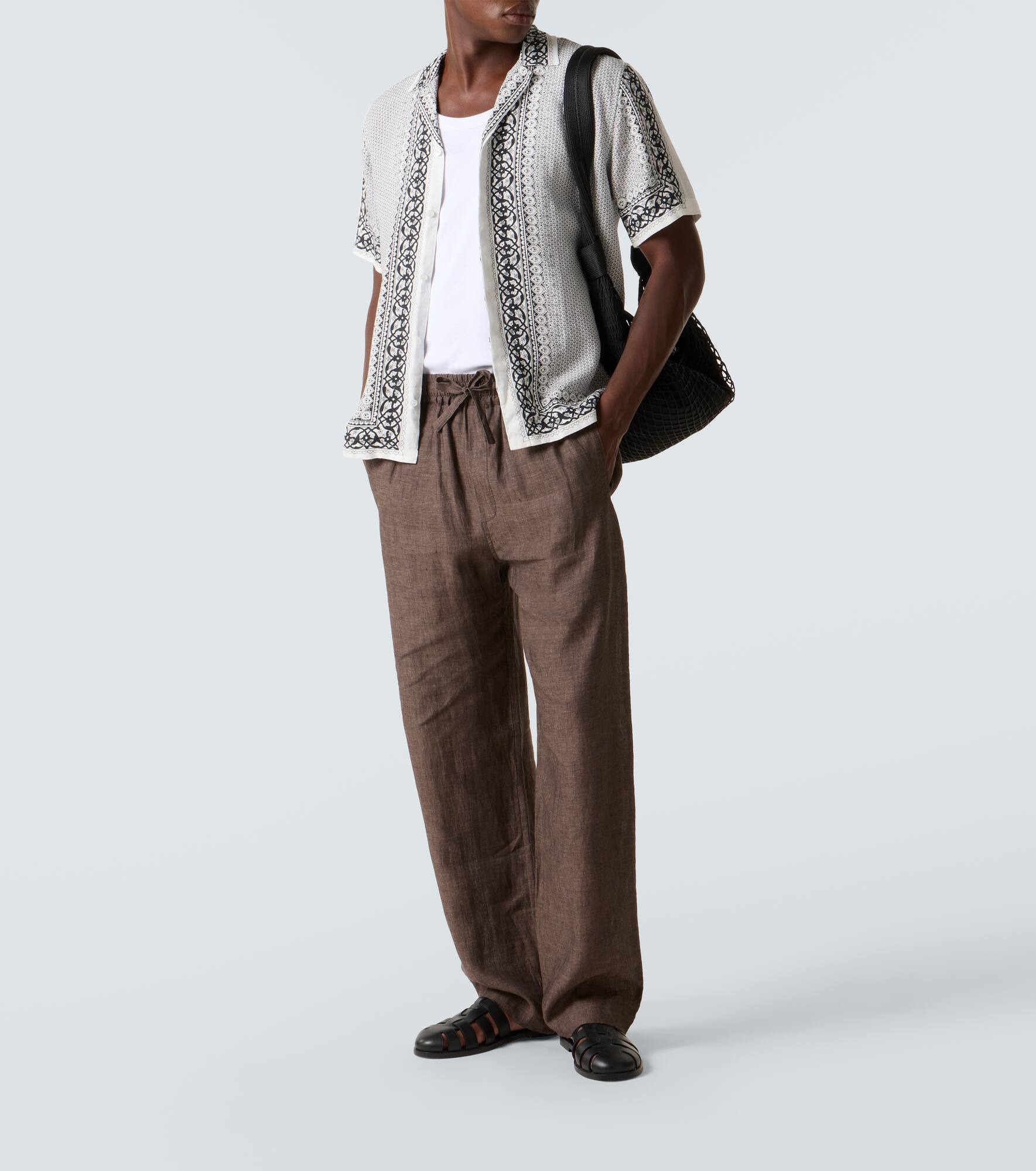 Maitan printed linen bowling shirt - 2