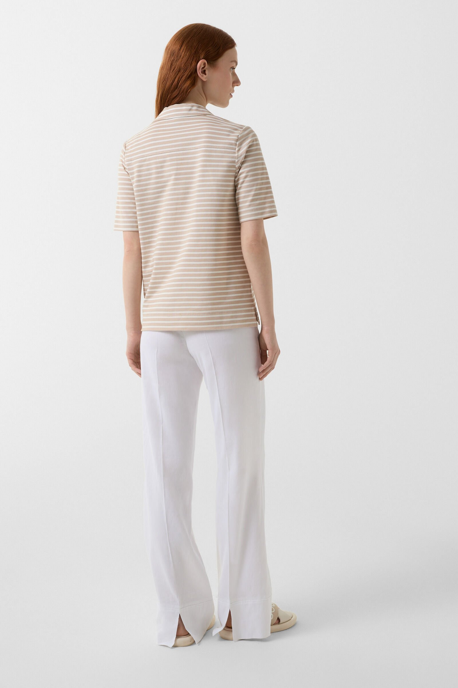 Peony polo shirt in Sand/Off-White - 3