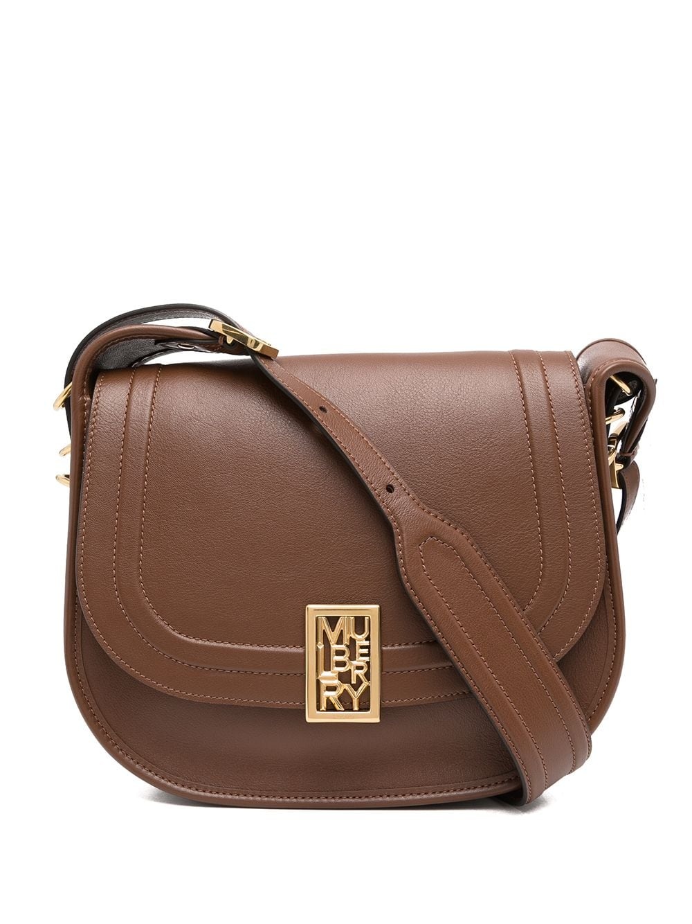 logo-plaque leather satchel bag - 1