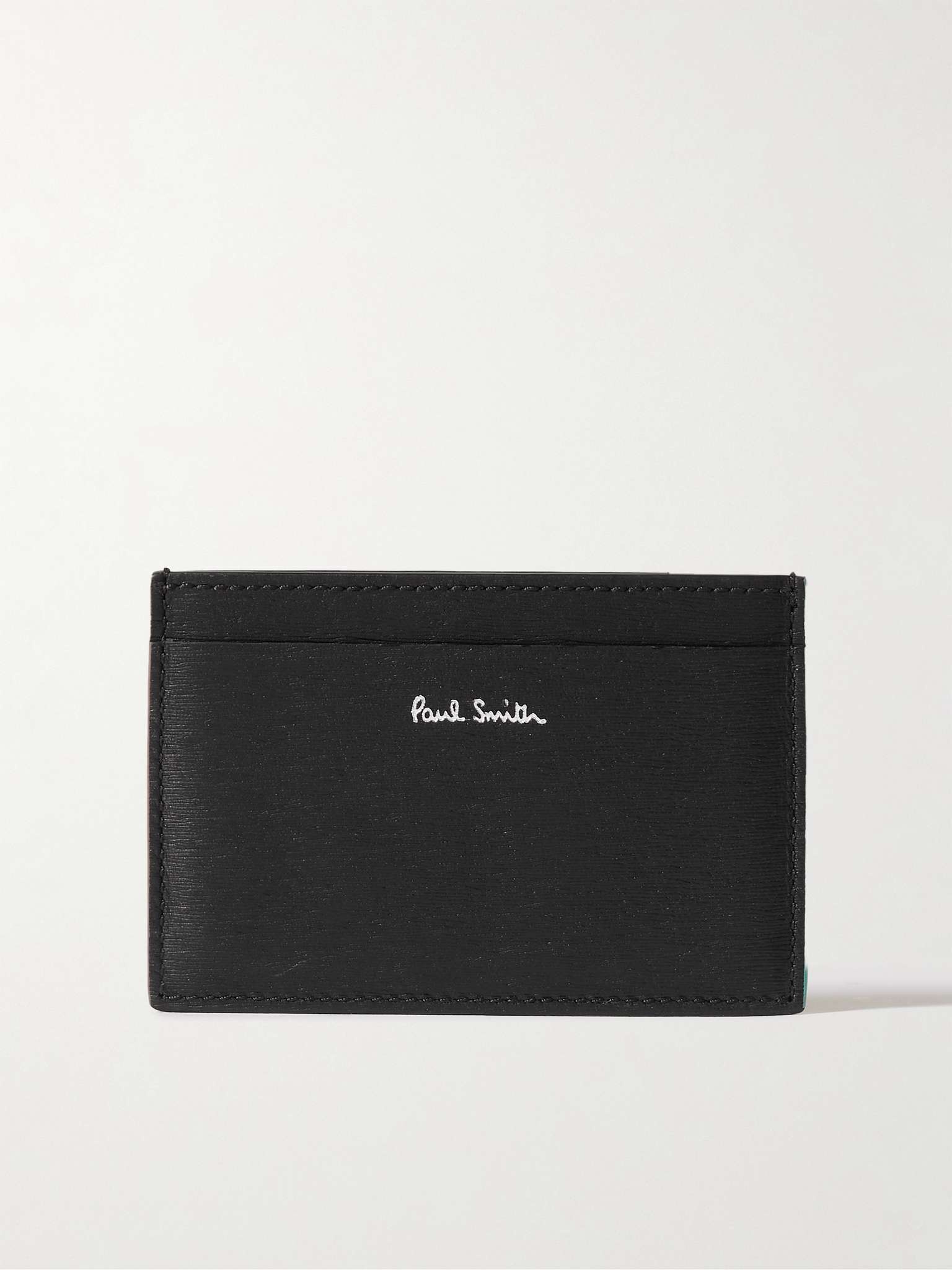 Logo-Print Colour-Block Textured-Leather Cardholder - 1