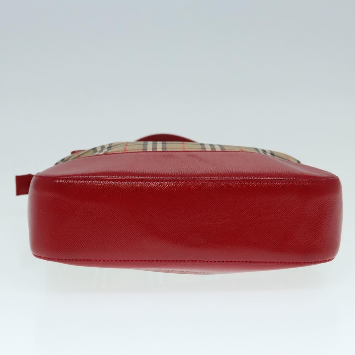 Burberry Nova Check Hand Bag Canvas Leather Beige Gold Red - 9