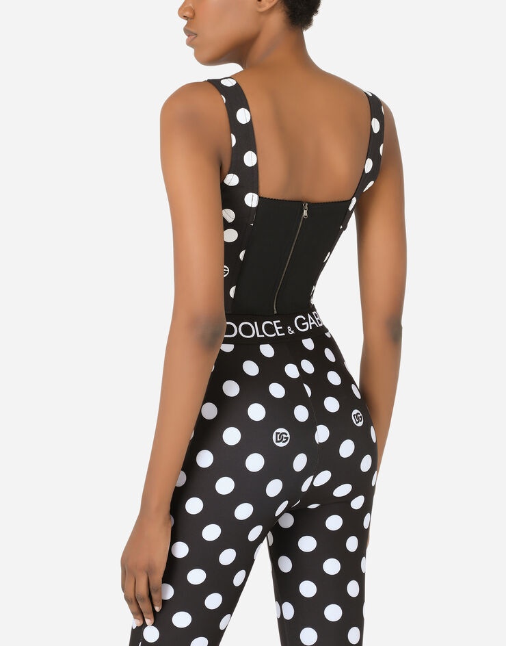 Stretch cady bustier with polka-dot print - 5