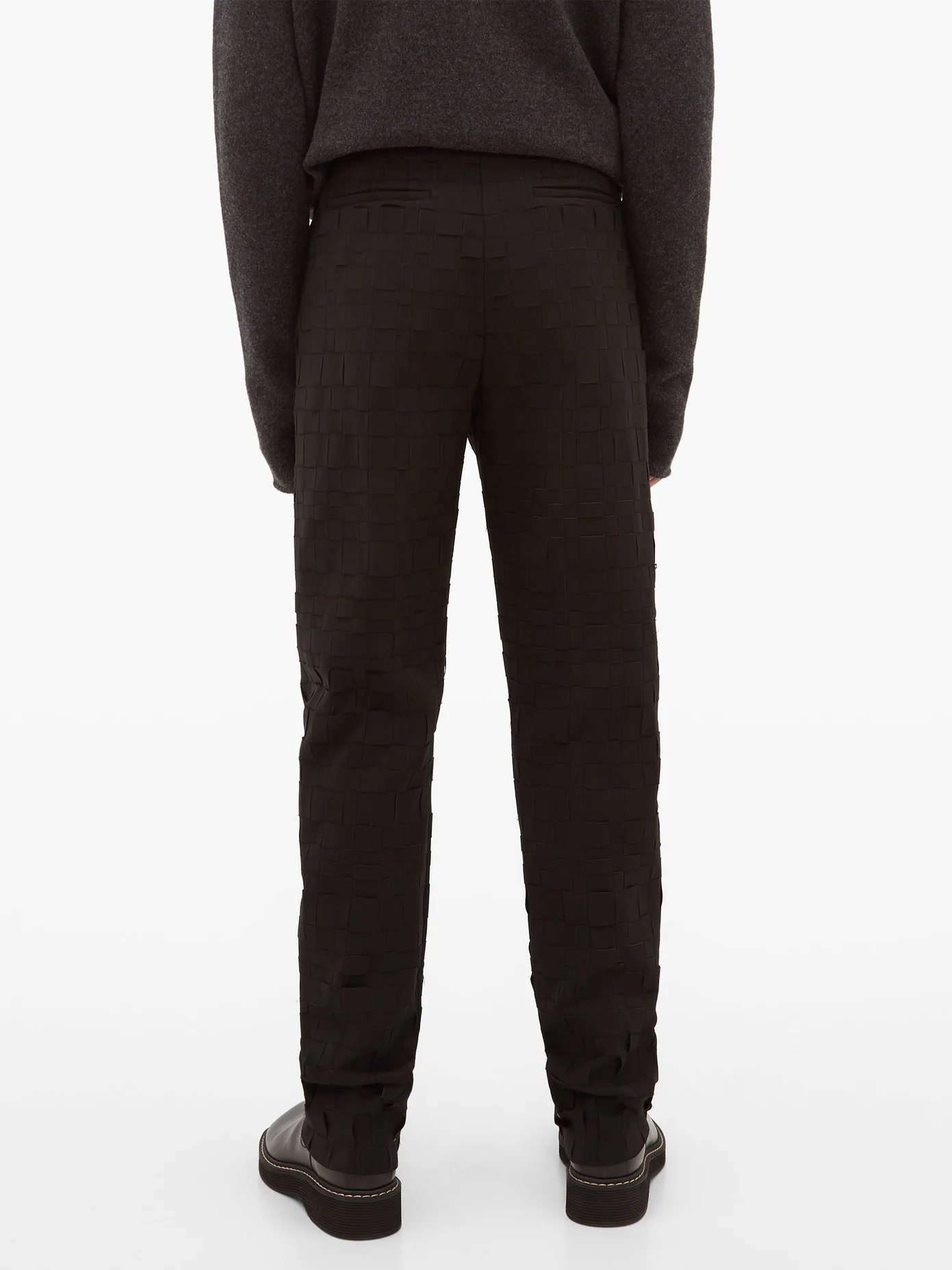 Intrecciato wool-blend straight-leg trousers - 6