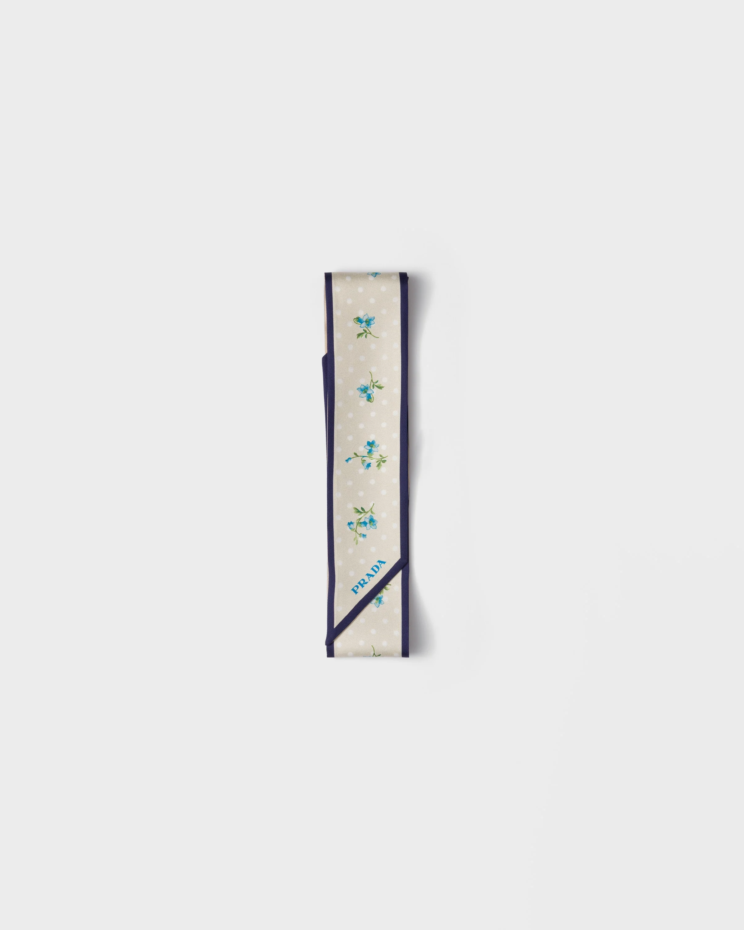 Printed silk twill skinny scarf - 1