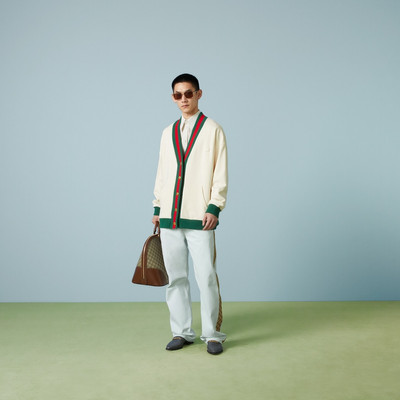 GUCCI Cotton jersey cardigan with Web outlook